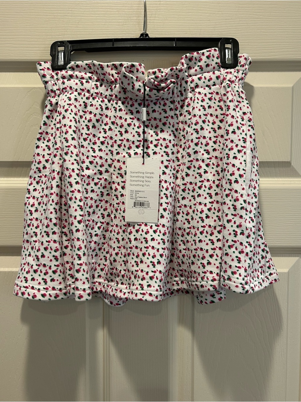 White Floral Print Paperbag Waist Skort